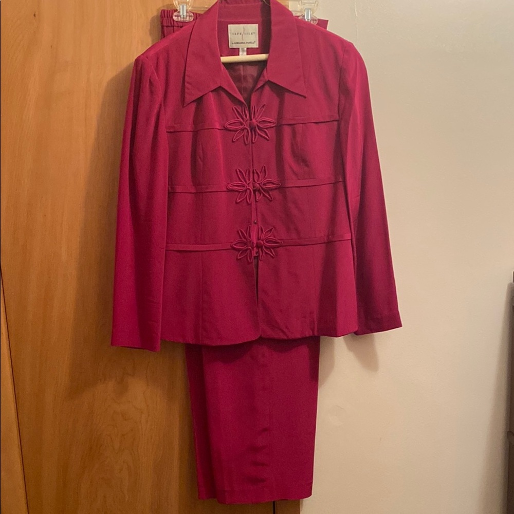 Adrianna Papell Red Pencil Pantsuit for Work